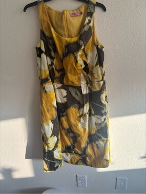 Eliza J Yellow, White & Black Floral Tank Dress